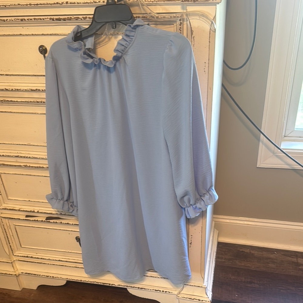 Entro Light Blue Ruffle Dress